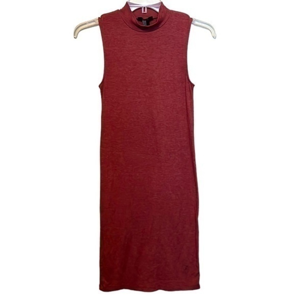 Forever 21 Sleeveless Mock Neck Mid Length Ribbed, Maroon, Size Medium